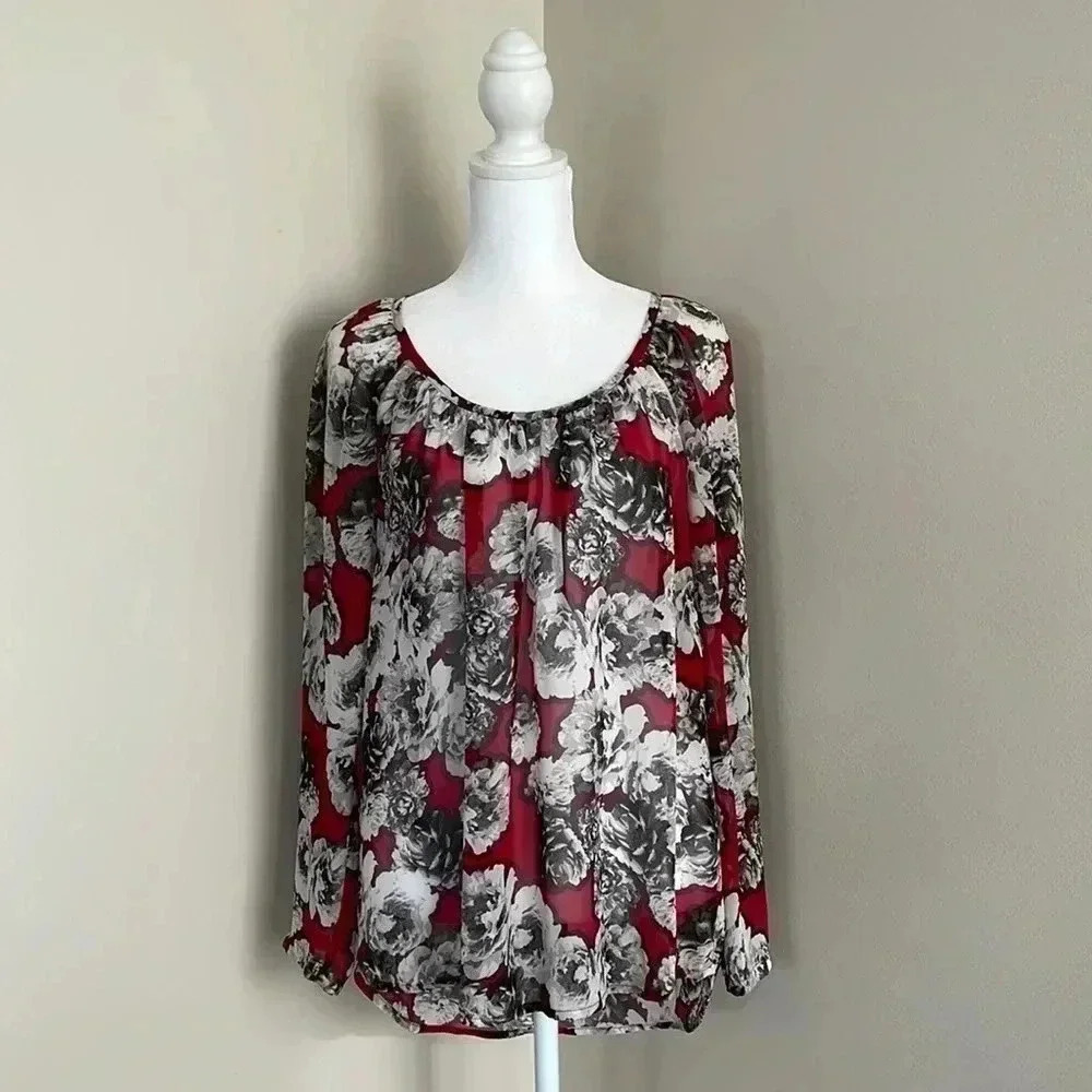 Liz Claiborne Round Neck Long Sleeve Blouse​​